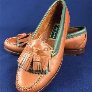 Vintage COLE HAAN Tassel Loafer British Tan Green